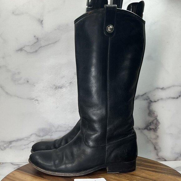 Frye Shoes - Frye Melissa Button Tall Black Leather Riding Western Boots 77167 Womens size 10